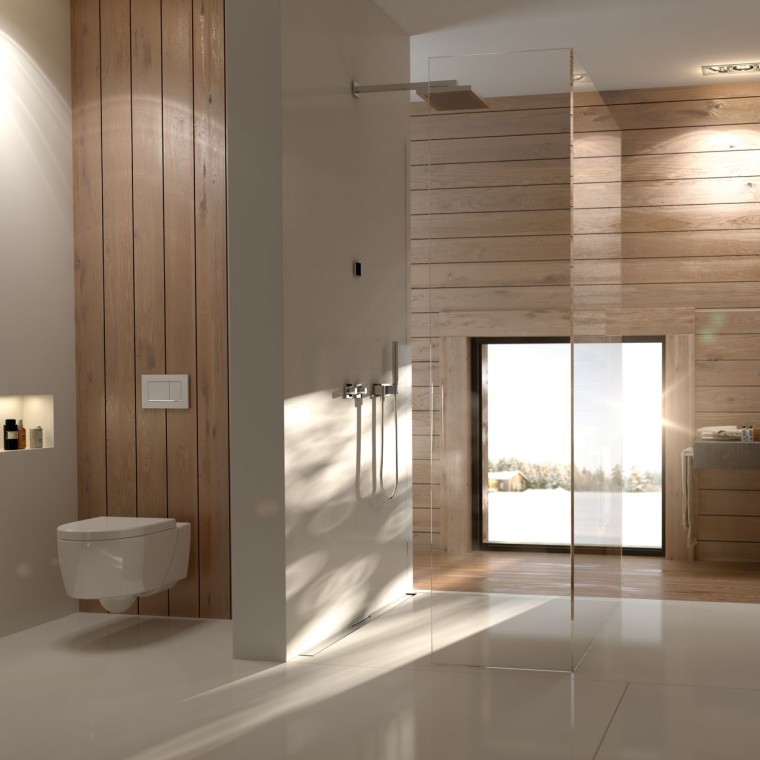 Geberit bathroom with wood panels Geberit bathroom with wood panels