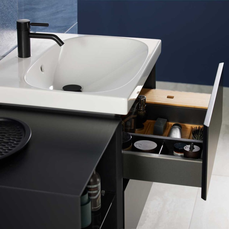 Mix & Match Geberit Acanto washbasin with Geberit ONE washbasin cabinet without trap cut-out Mix & Match Geberit Acanto washbasin with Geberit ONE washbasin cabinet without trap cut-out