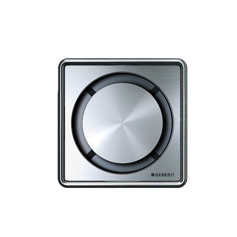 The design cover for the shower floor drain in a round version