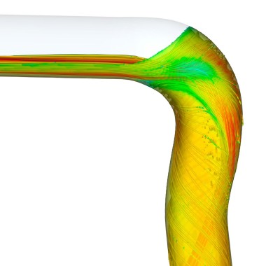 Flow simulation with the Geberit SuperTube BackFlip bend Flow simulation with the Geberit SuperTube BackFlip bend