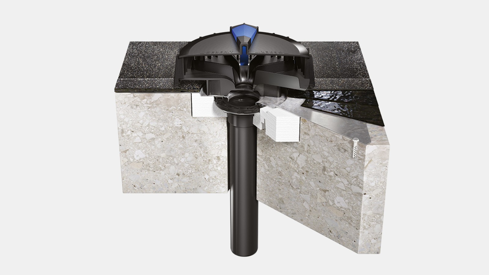 Geberit Pluvia Outlet for concrete roof with bitumen as water-bearing level