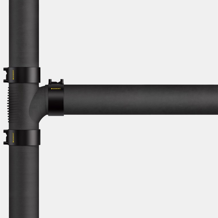 Një tubacion vertikal Geberit Silent-db20 me lidhje dyshemeje