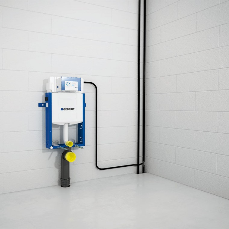 Lidhja e elementit Geberit Kombifix me linjat hyrëse dhe dalje të ujërave