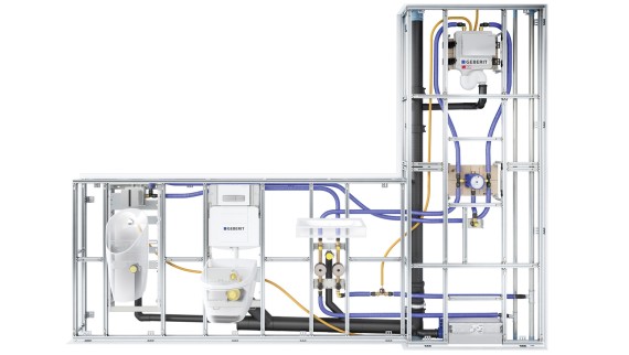 Prefabricated Geberit GIS system wall with components Prefabricated Geberit GIS system wall with components