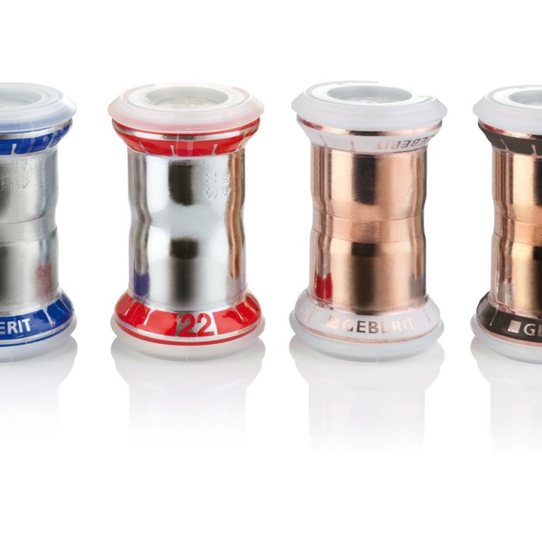 Pjesë lidhëse Geberit Mapress në materiale të ndryshme me kapakë mbrojtës